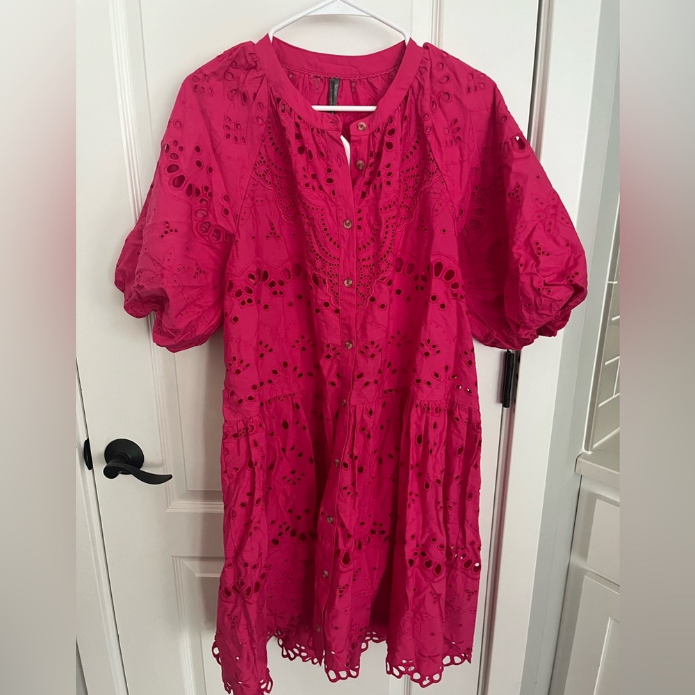 Anthropologie Fuchsia Eyelet Blouse